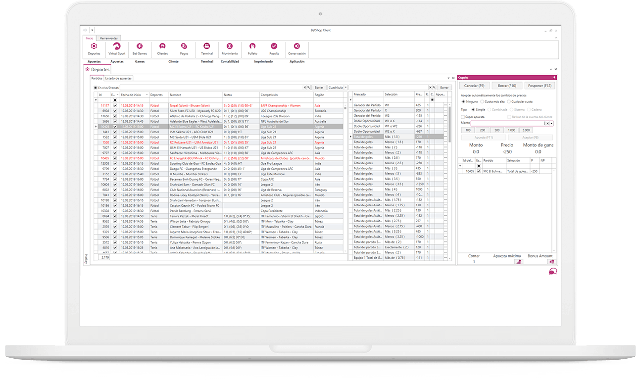 Betshop cashier client